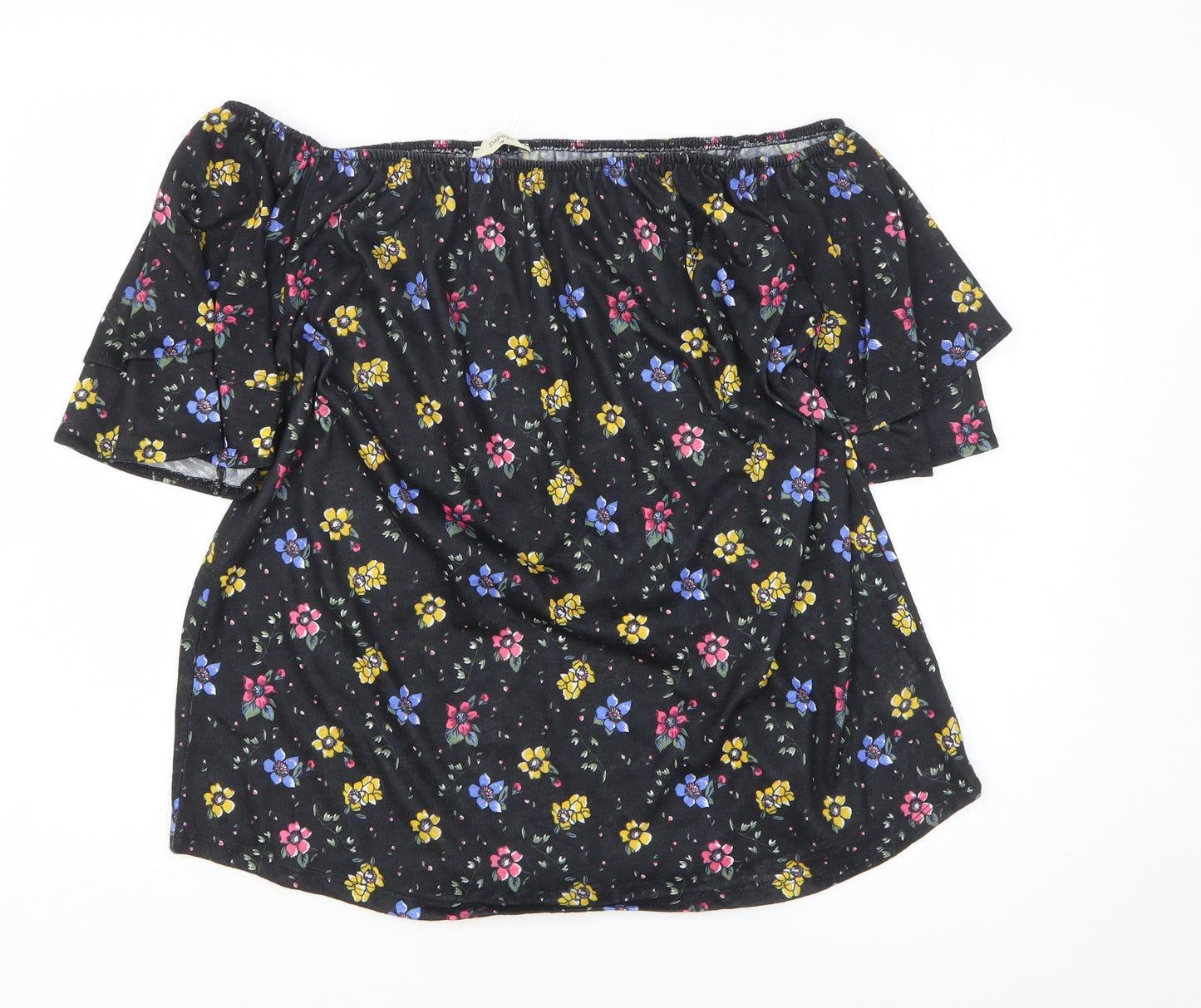 Papaya Womens Black Floral Polyester Basic Size 18 Off the Shoulder