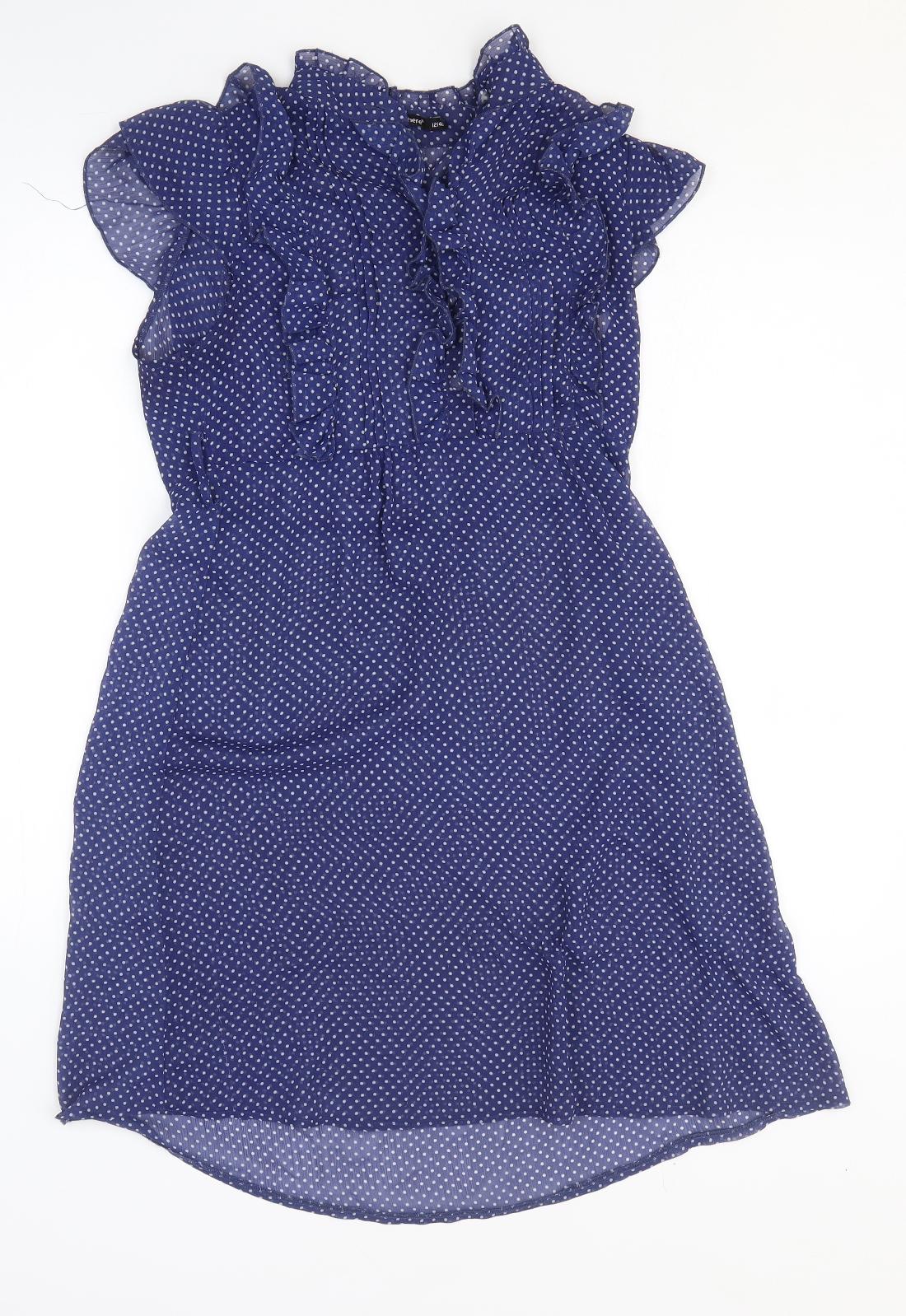 Atmosphere Womens Blue Polka Dot Polyester Fit & Flare Size 12 Collared Pullover