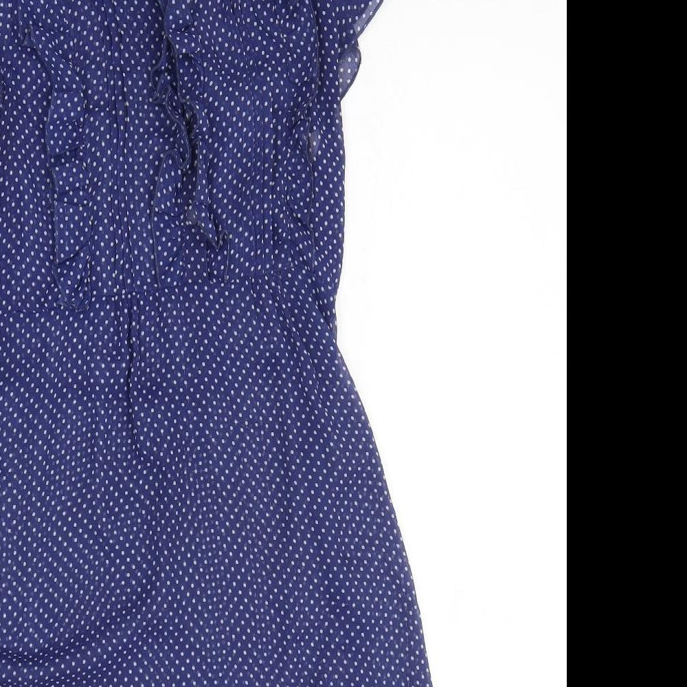Atmosphere Womens Blue Polka Dot Polyester Fit & Flare Size 12 Collared Pullover