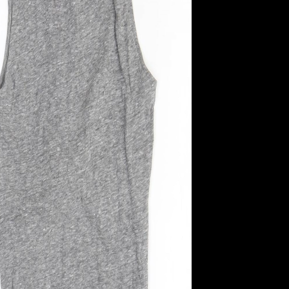 H&M Womens Grey Cotton Tank Dress Size M Scoop Neck Pullover