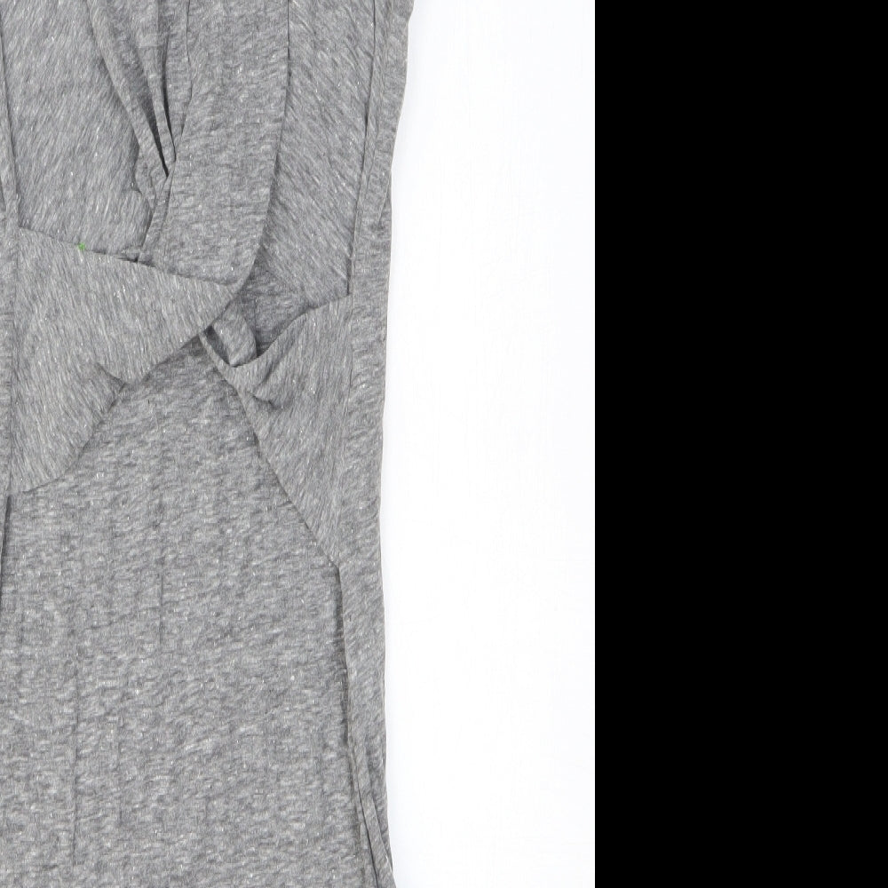 H&M Womens Grey Cotton Tank Dress Size M Scoop Neck Pullover