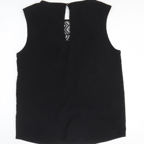 A&G Womens Black Polyester Basic T-Shirt Size M Round Neck