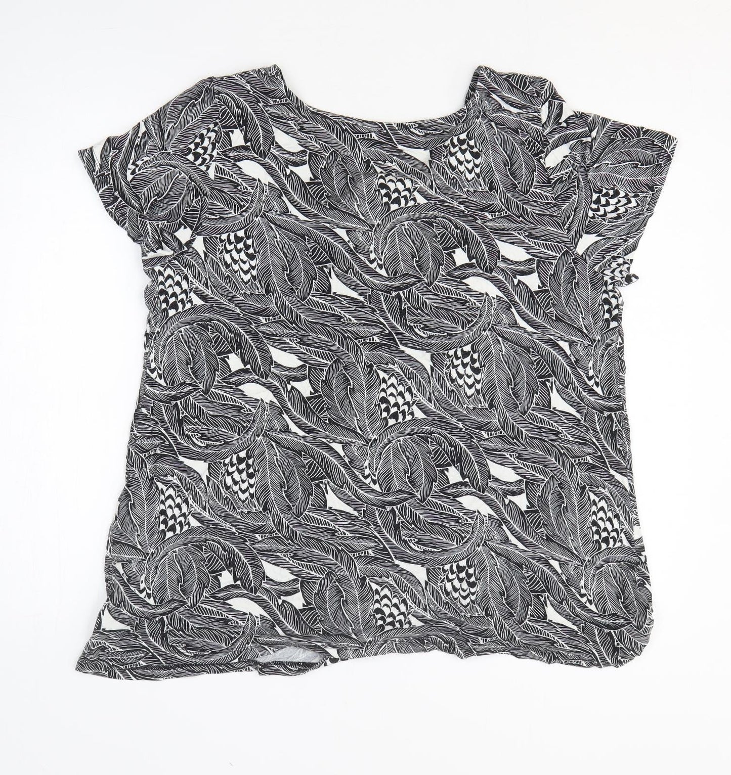 George Womens Black Geometric Viscose Basic T-Shirt Size 20 Boat Neck