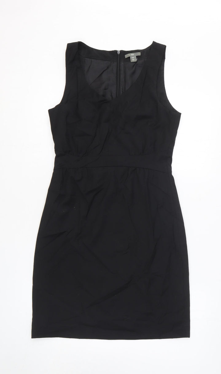 Gap Womens Black Polyester A-Line Size 6 V-Neck Zip