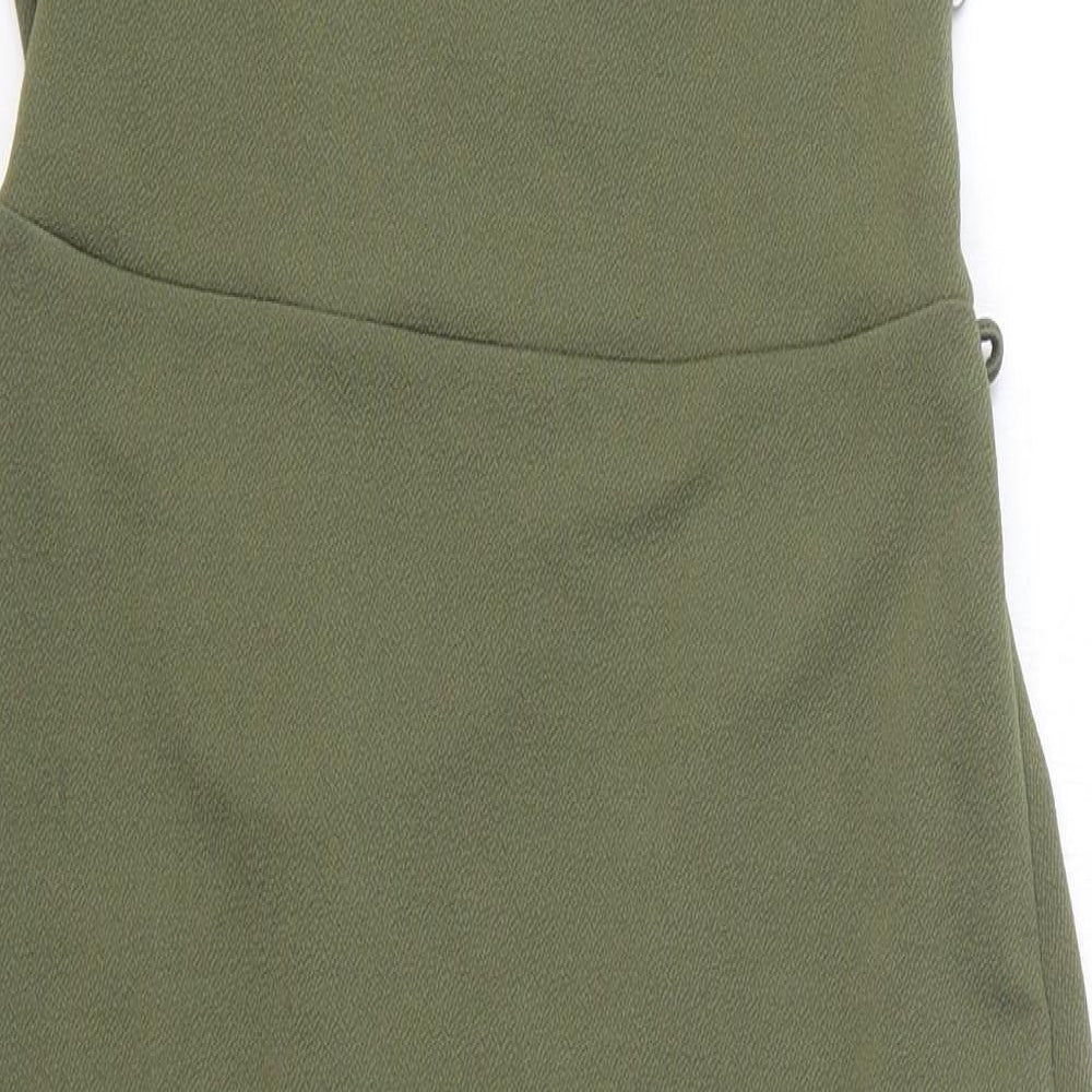 Miss Selfridge Womens Green Polyester Wrap Dress Size 12 V-Neck Pullover