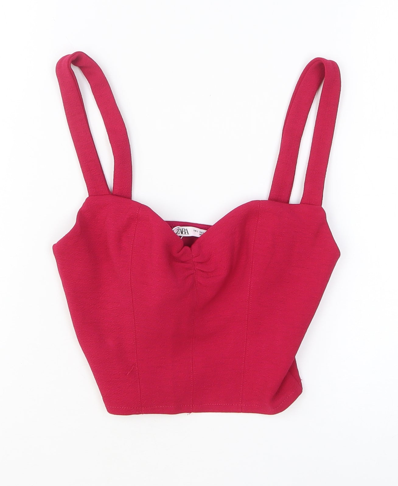 Zara Womens Red Polyester Cropped Tank Size S V-Neck