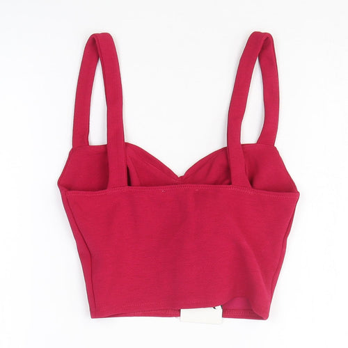 Zara Womens Red Polyester Cropped Tank Size S V-Neck