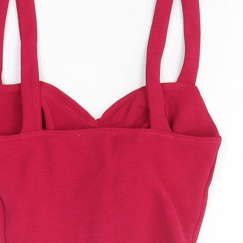 Zara Womens Red Polyester Cropped Tank Size S V-Neck