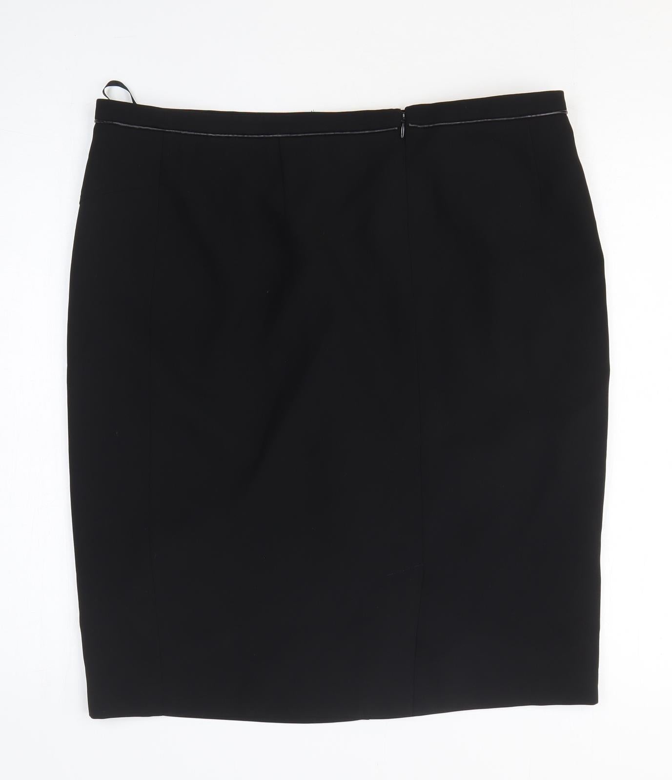 Linea Womens Black Polyester Straight & Pencil Skirt Size 16 Zip