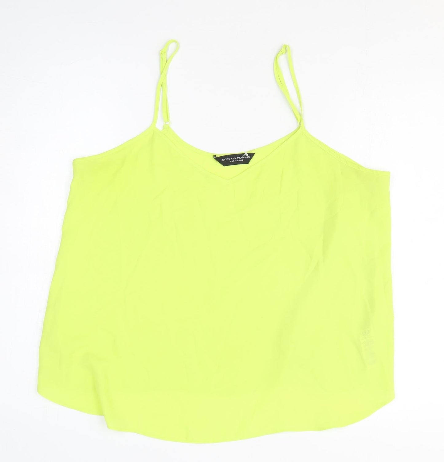 Dorothy Perkins Womens Yellow Polyester Basic Tank Size 16 V-Neck