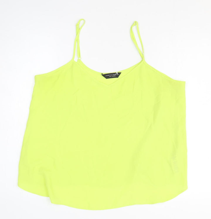 Dorothy Perkins Womens Yellow Polyester Basic Tank Size 16 V-Neck