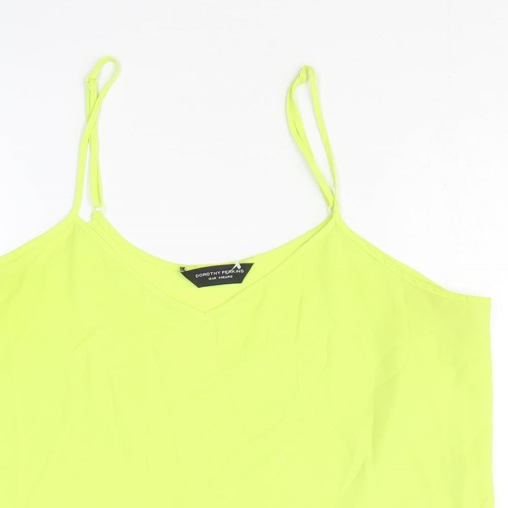 Dorothy Perkins Womens Yellow Polyester Basic Tank Size 16 V-Neck