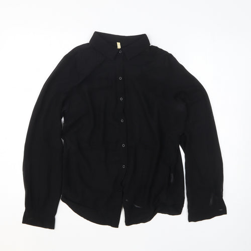 2day Womens Black Polyester Basic Button-Up Size M Collared