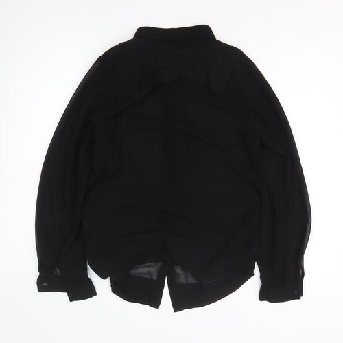 2day Womens Black Polyester Basic Button-Up Size M Collared