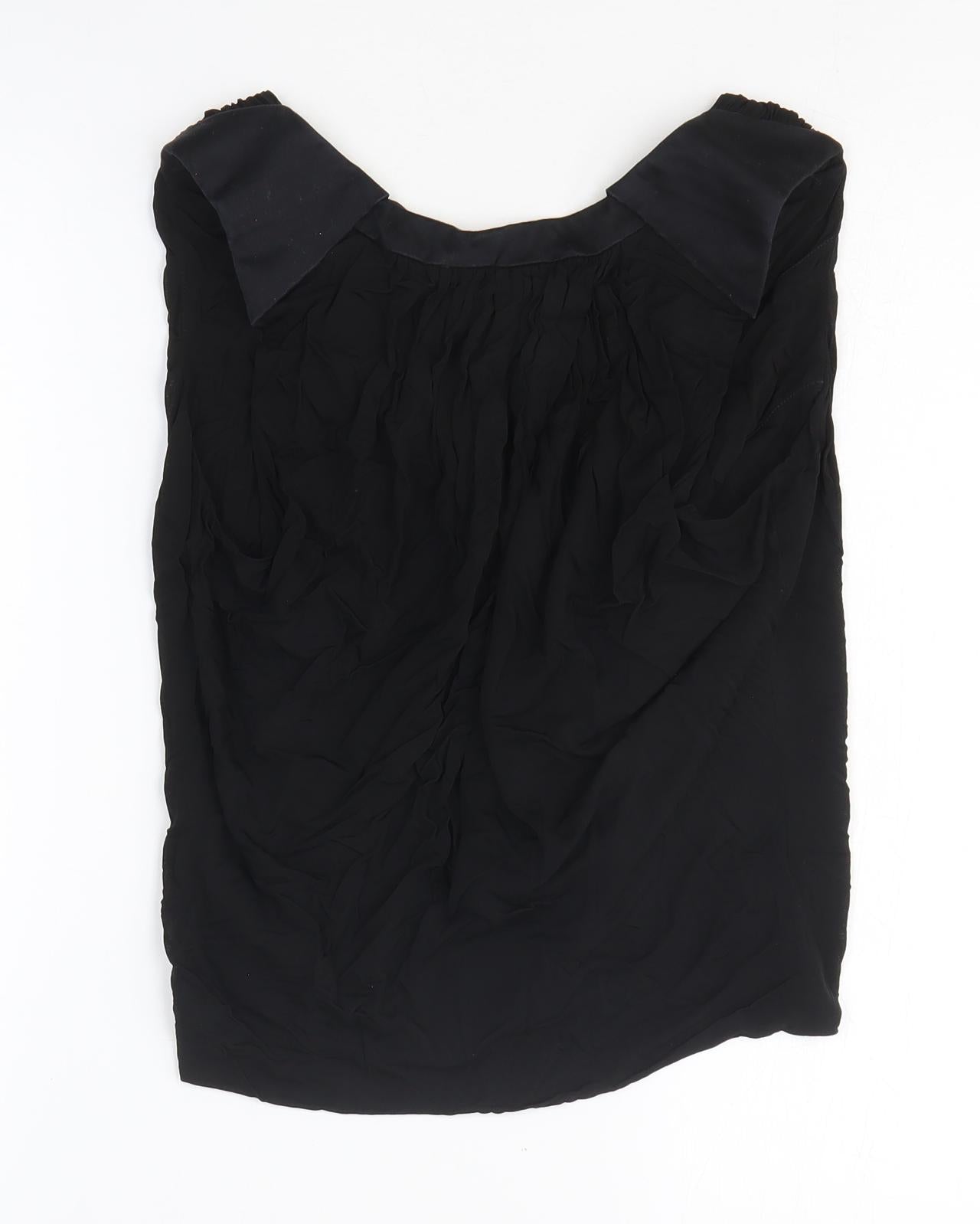 Karen Millen Womens Black Cotton Wrap T-Shirt Size 10 V-Neck