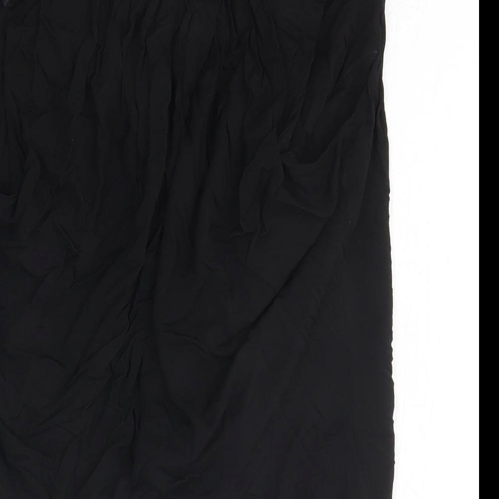 Karen Millen Womens Black Cotton Wrap T-Shirt Size 10 V-Neck