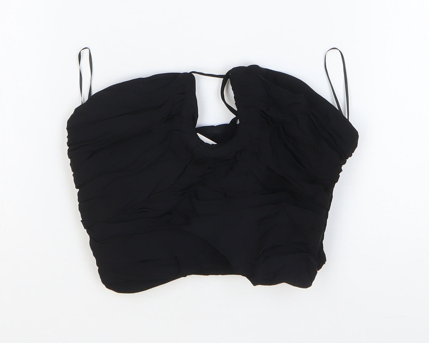 Zara Womens Black Viscose Cropped Tank Size S Off the Shoulder