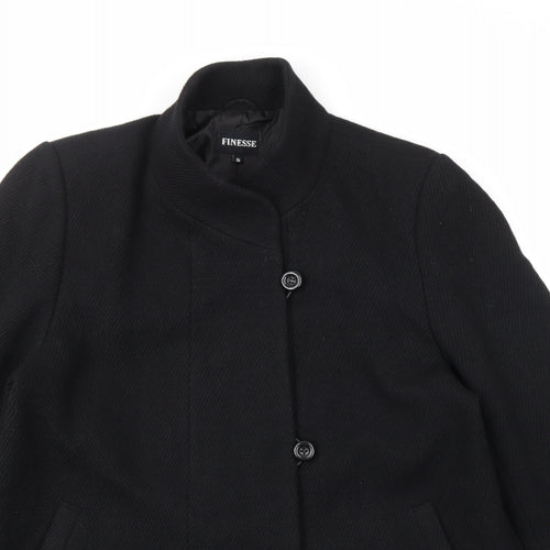 Finesse Womens Black Overcoat Coat Size 18 Button