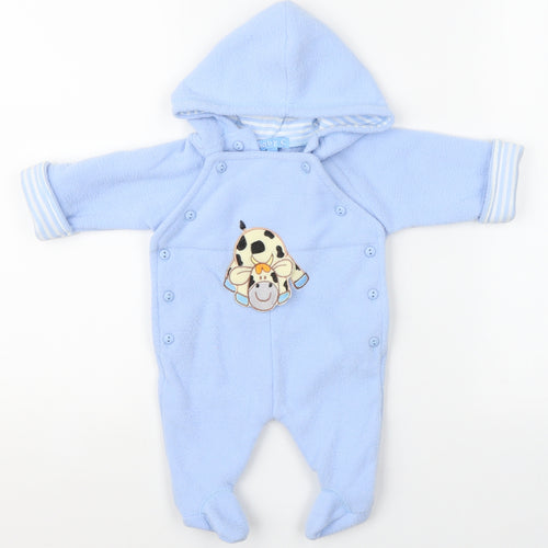 Baby C Baby Blue Geometric 100% Polyester Babygrow One-Piece Size 0-3 Months Button - Cow print