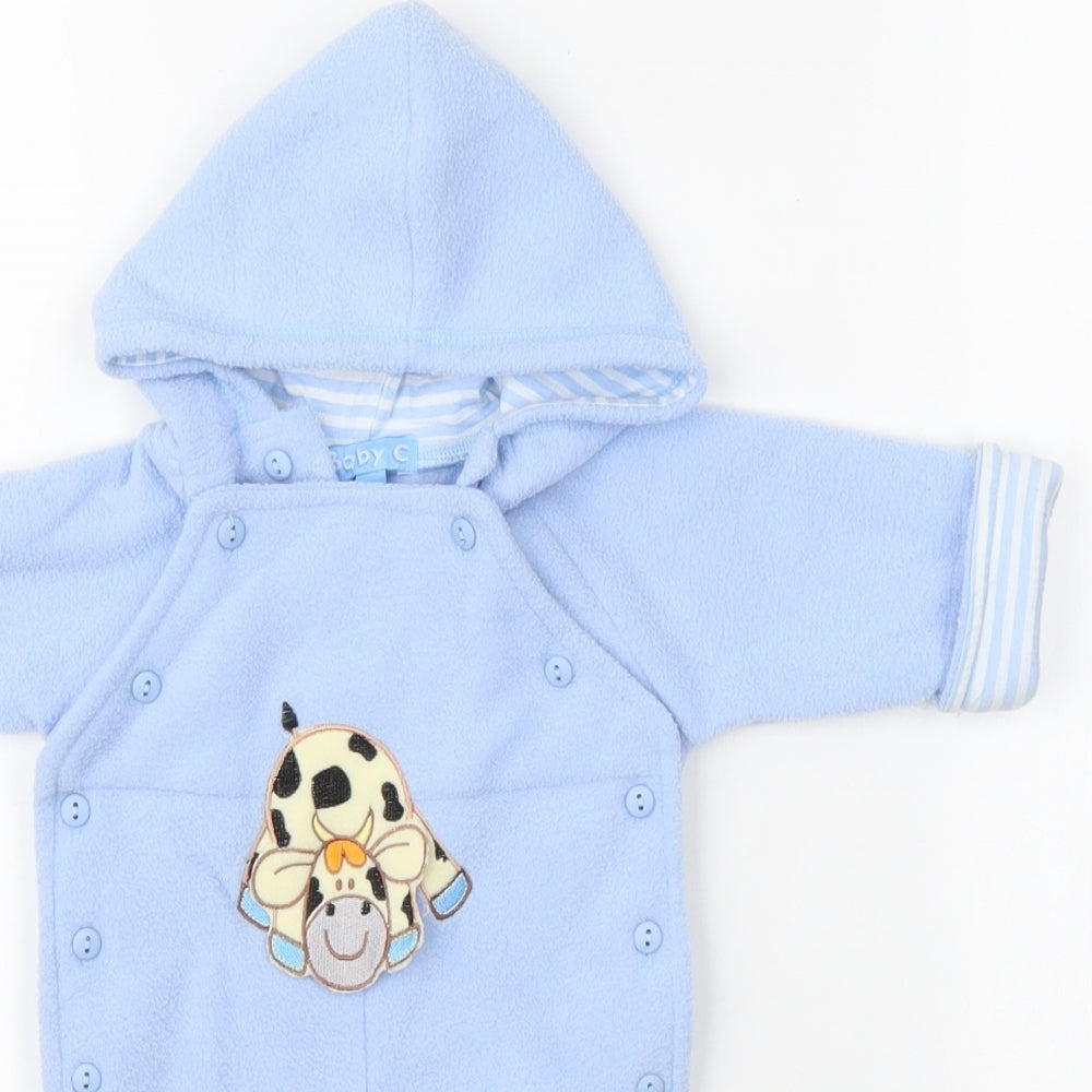 Baby C Baby Blue Geometric 100% Polyester Babygrow One-Piece Size 0-3 Months Button - Cow print