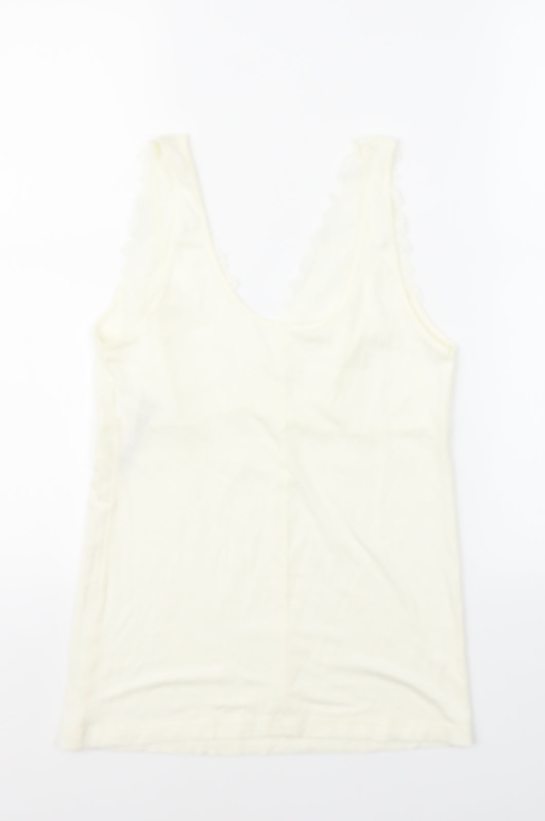 Marks and Spencer Womens Ivory Solid Acrylic Cami Pyjama Top Size 12 Lace Up - Lace front detail