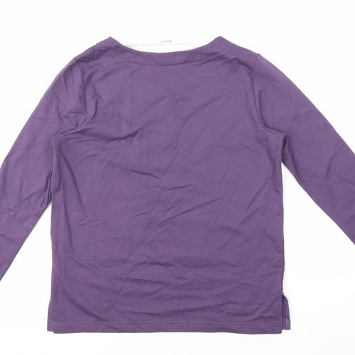 Damart Womens Purple Geometric Cotton Pullover Sweatshirt Size S Pullover - Cat print