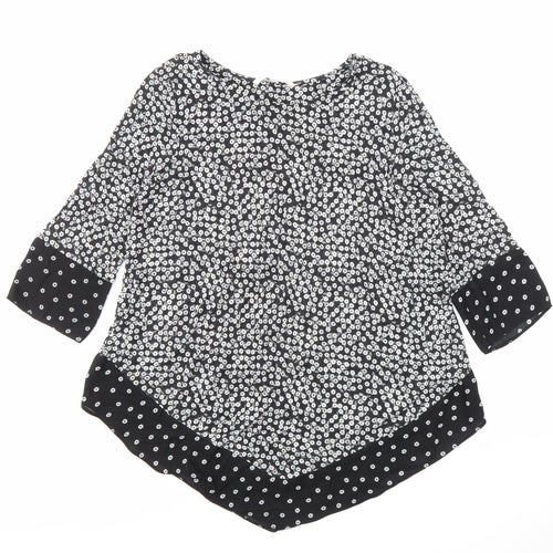 TU Woman Womens Black Floral Viscose Basic Blouse Size 14 Boat Neck - floral print