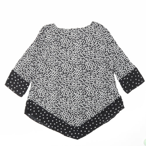 TU Woman Womens Black Floral Viscose Basic Blouse Size 14 Boat Neck - floral print