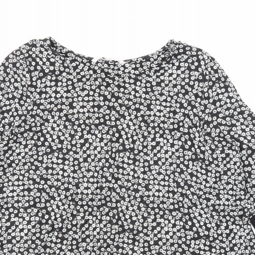 TU Woman Womens Black Floral Viscose Basic Blouse Size 14 Boat Neck - floral print