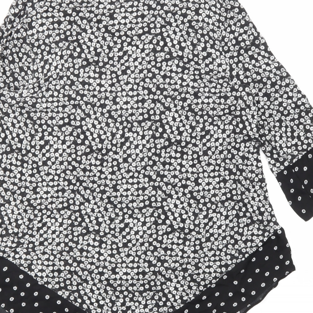 TU Woman Womens Black Floral Viscose Basic Blouse Size 14 Boat Neck - floral print
