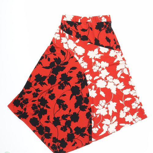Monsoon Womens Red Geometric Polyester Flare Skirt Size S - Asymmetric