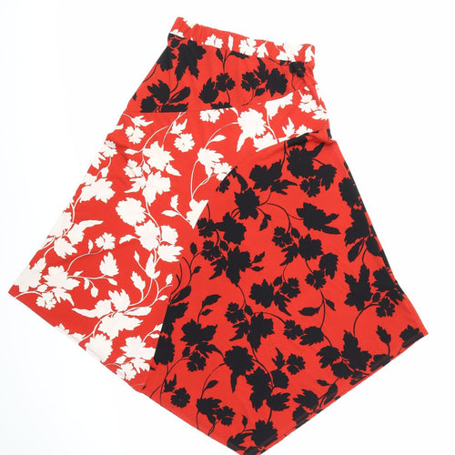 Monsoon Womens Red Geometric Polyester Flare Skirt Size S - Asymmetric