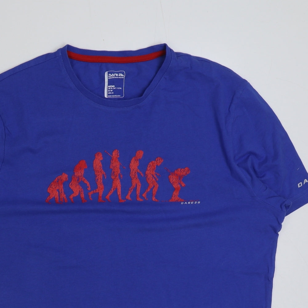 Dare 2B Mens Blue Cotton T-Shirt Size XL Round Neck - Evolution