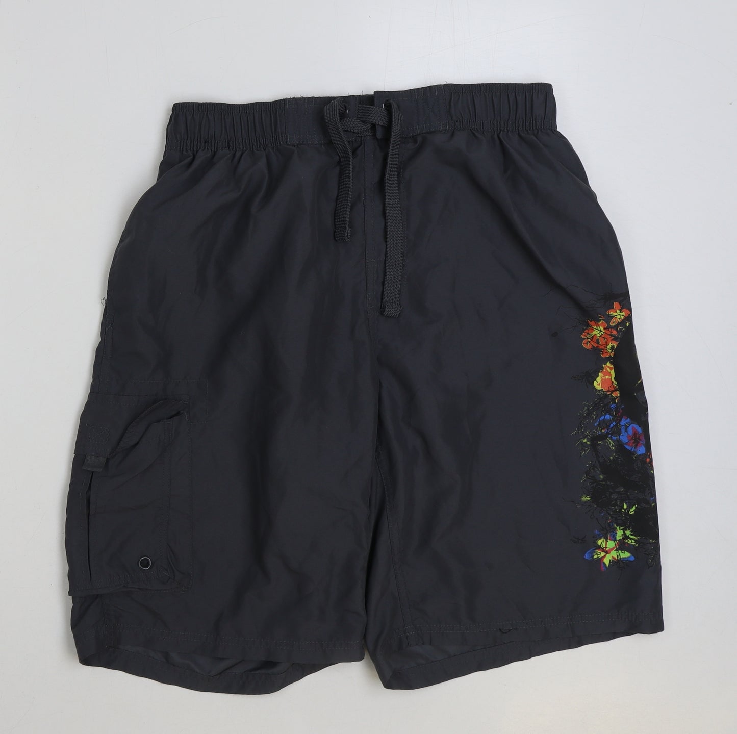 F&F Mens Grey Polyester Sweat Shorts Size L L11 in Regular Drawstring - Swim trunks