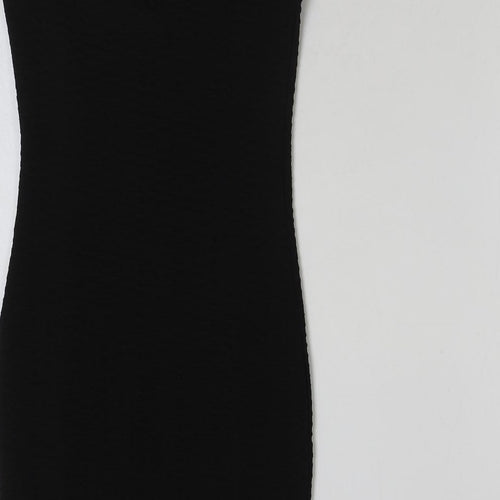Miss Selfridge Womens Black Polyester Mini Size 10 Off the Shoulder Pullover
