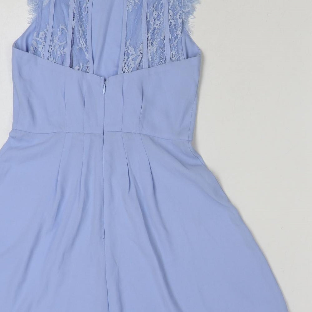 New Look Womens Blue Polyester Playsuit One-Piece Size 8 Button - Lace Detail