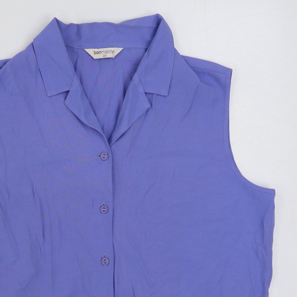 Bonmarché Womens Blue Polyester Basic Blouse Size 20 Collared