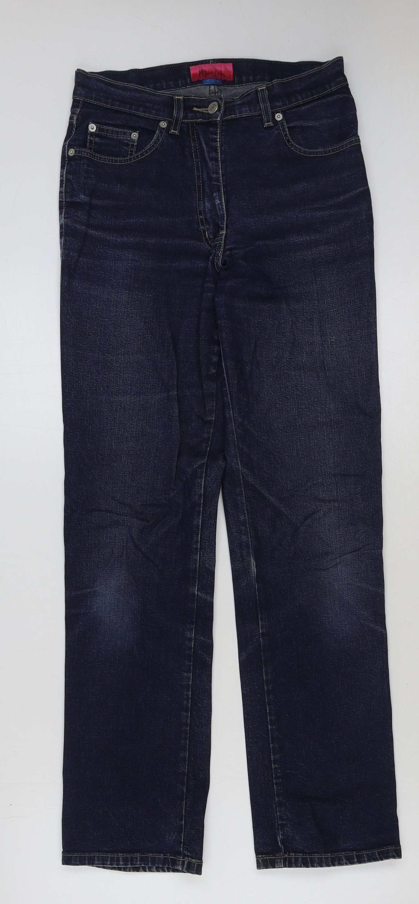 Monsoon Womens Blue Cotton Straight Jeans Size 10 L30 in Regular Button