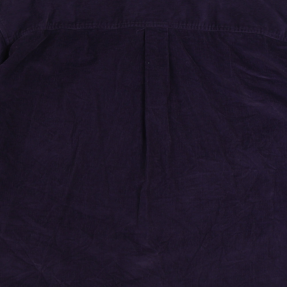 Cotton Traders Mens Purple Cotton Button-Up Size 2XL Collared Button
