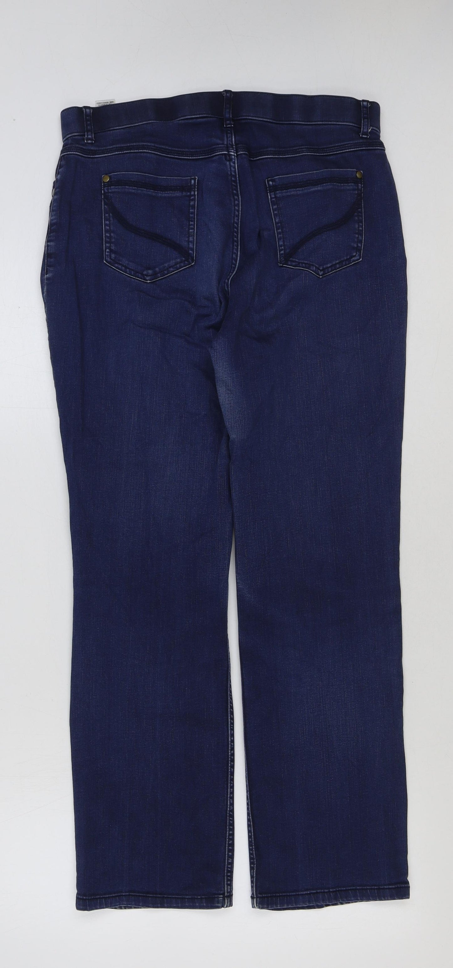 Marks and Spencer Womens Blue Cotton Straight Jeans Size 12 L29 in Regular Button