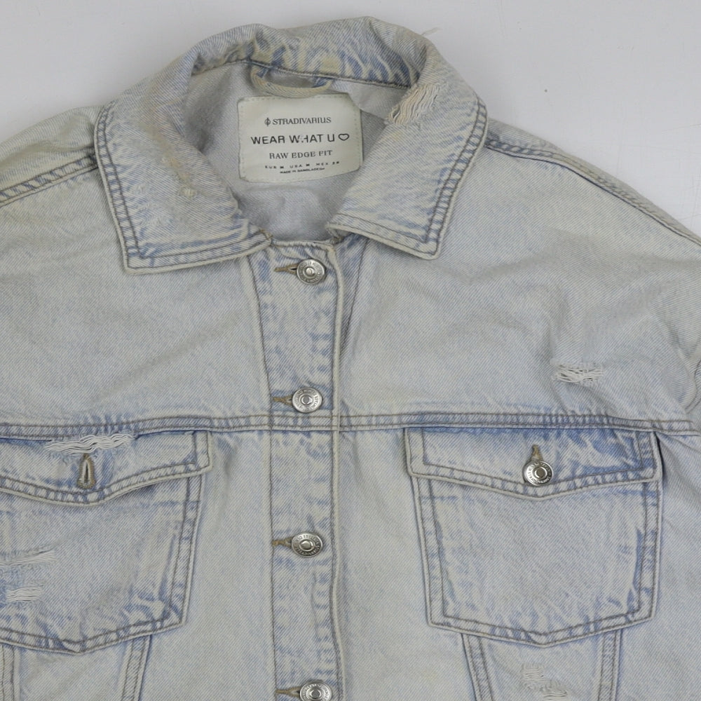 Stradivarius Womens Blue Jacket Size M Button