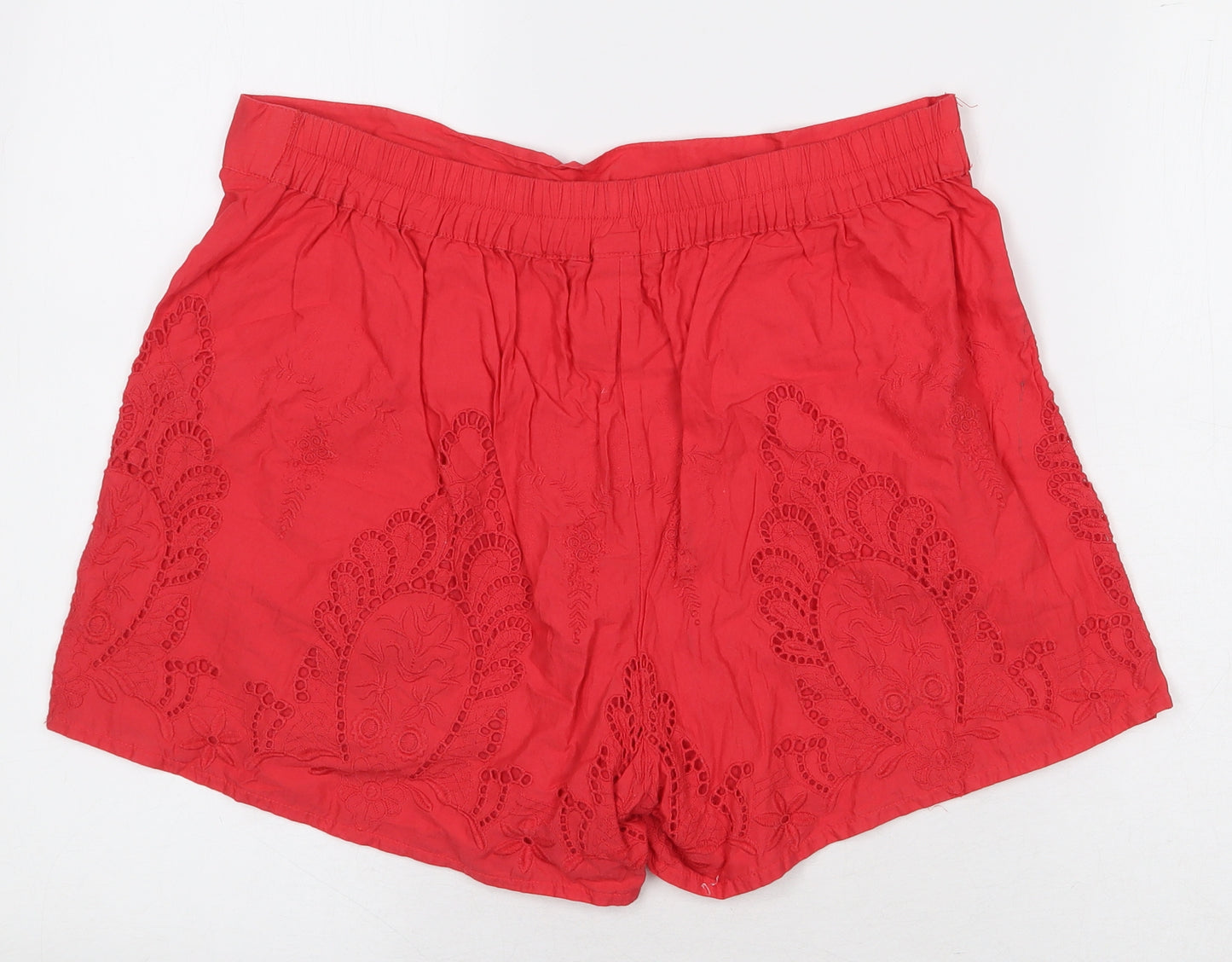 TU Womens Red 100% Acrylic Sweat Shorts Size 14 L3 in Regular Pull On