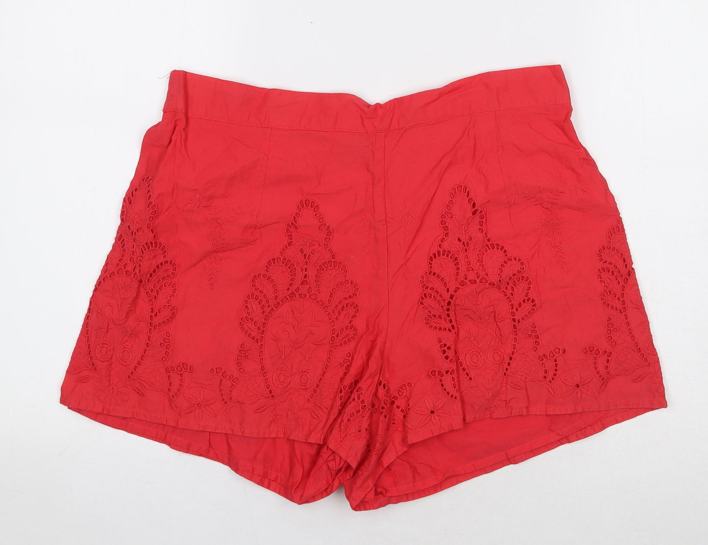TU Womens Red 100% Acrylic Sweat Shorts Size 14 L3 in Regular Pull On