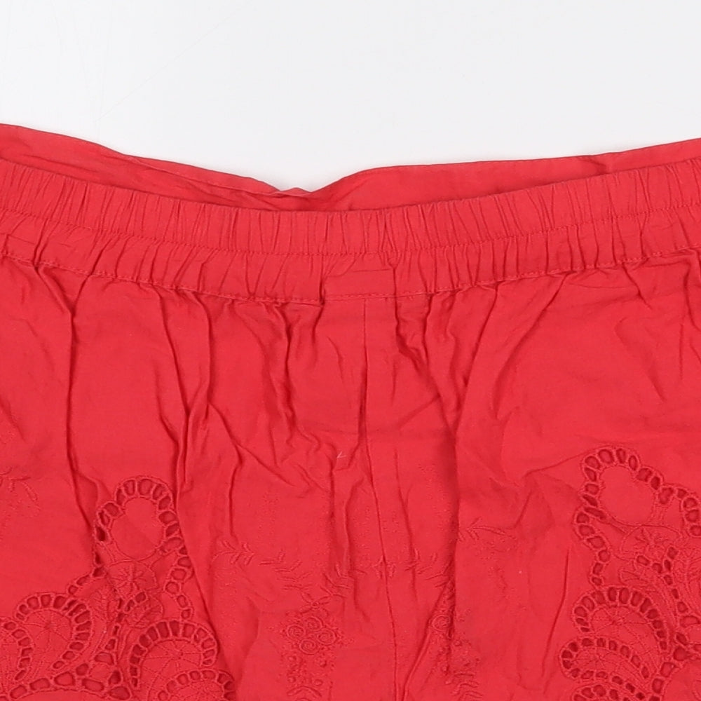 TU Womens Red 100% Acrylic Sweat Shorts Size 14 L3 in Regular Pull On