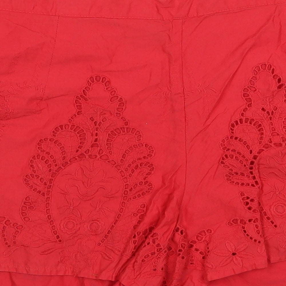 TU Womens Red 100% Acrylic Sweat Shorts Size 14 L3 in Regular Pull On