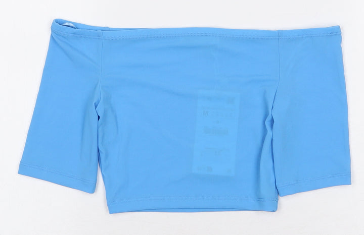 Zara Womens Blue Polyester Cropped T-Shirt Size M Off the Shoulder
