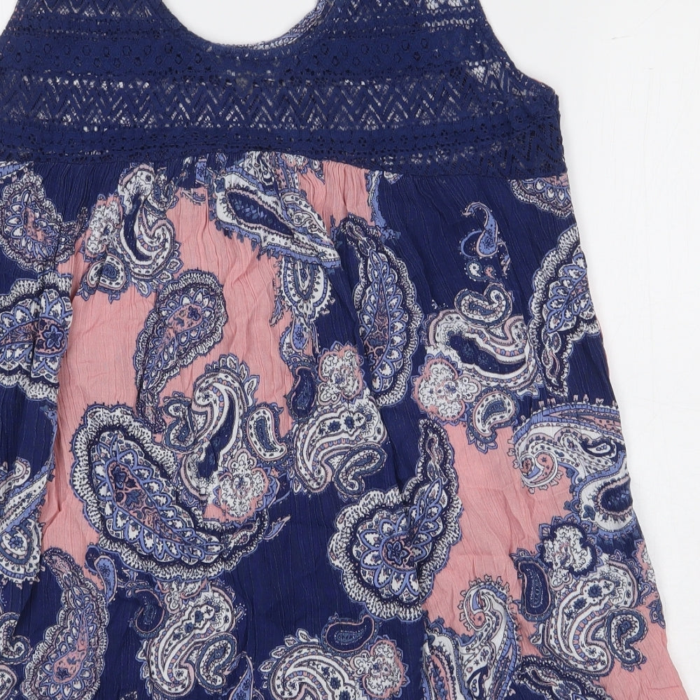 Principles Womens Blue Paisley Viscose Basic Tank Size 12 Scoop Neck