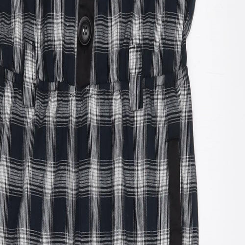 Chelsint Womens Blue Plaid 100% Cotton Jumpsuit One-Piece Size XS Button