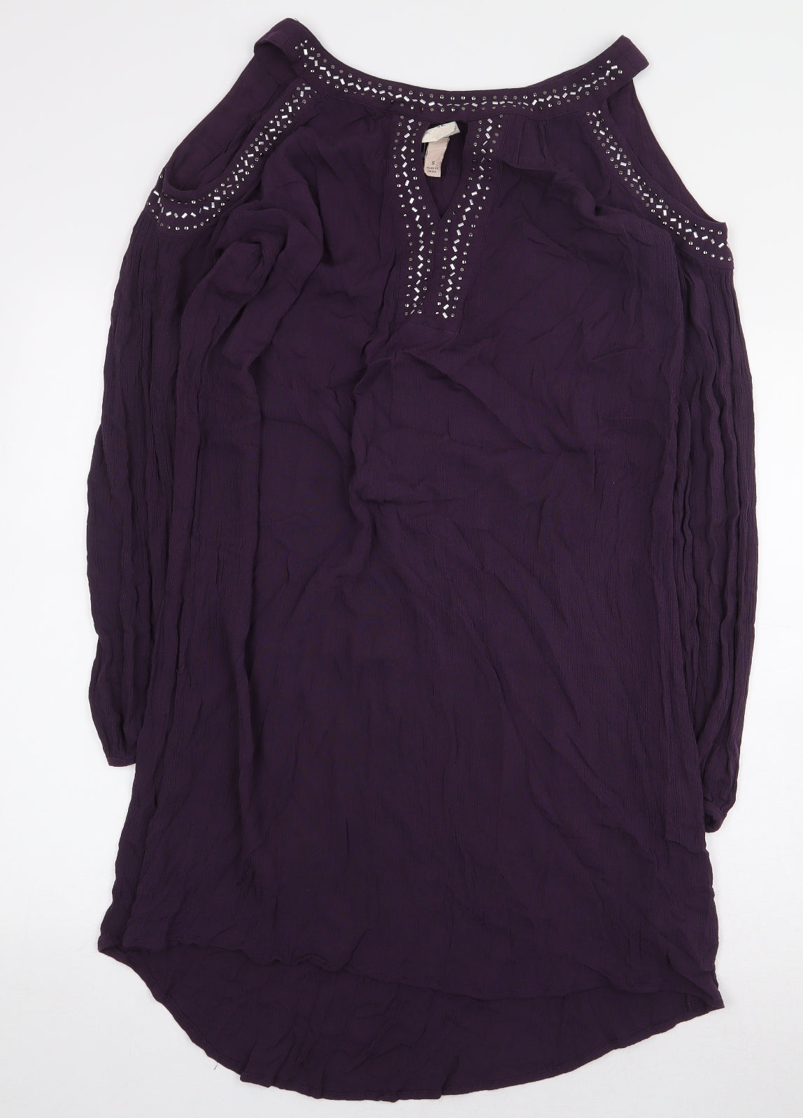 Knox Rose Womens Purple Rayon Sheath Size S Boat Neck Pullover - Cold Shoulder