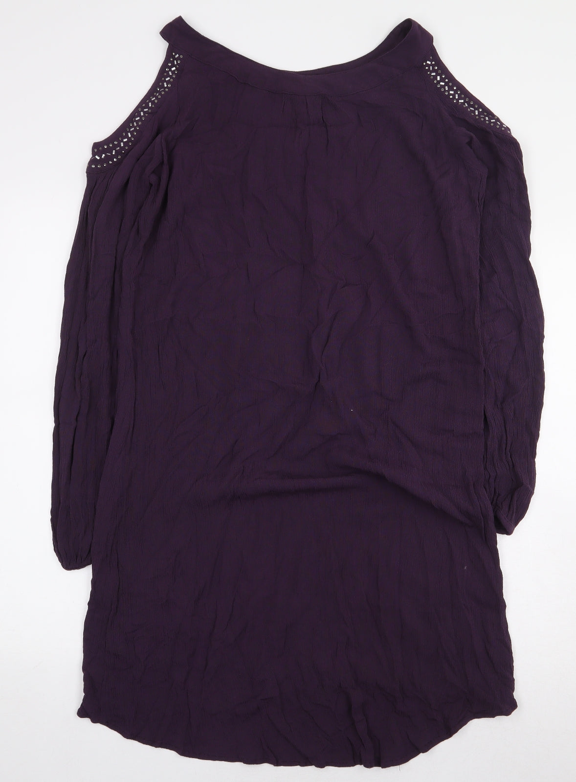 Knox Rose Womens Purple Rayon Sheath Size S Boat Neck Pullover - Cold Shoulder